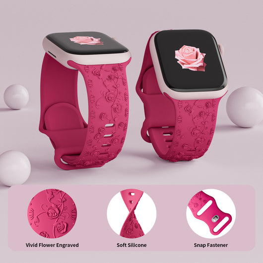 Correa de Reloj de Silicona con Diseño en Relieve Rosa - Image 3