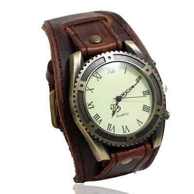 Reloj Pulsera Vintage Punk en Cuero Genuino Ajustable para Hombre - Image 5