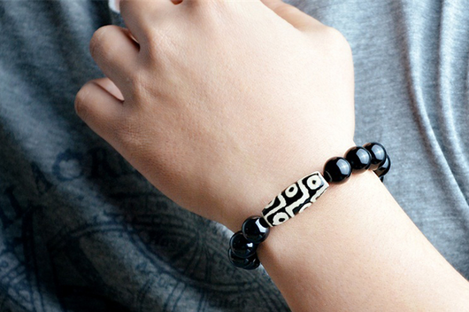 Pulsera de Ágata Negra Natural Étnica - Cuentas Nueve Ojos Unisex - Image 5