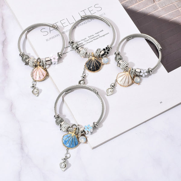 Pulsera de Cristal con Perlas de Concha
