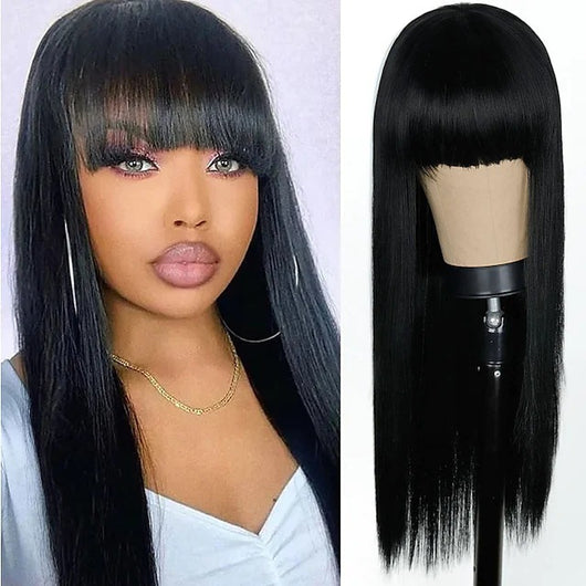 Peluca Cosplay Bicolor con Flequillo Liso - Doble Tono - Image 23
