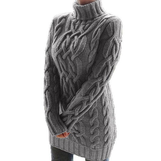 Vestido Suéter Mujer Otoño Invierno Cuello Doble Solapa Grueso - Image 4
