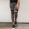 Pantalones Slim Mujer con Encaje Hueco y Estampado Leopardo
