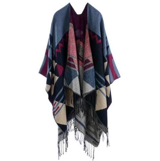 Poncho Bohemio de Cachemira con Borlas - Abrigo Étnico para Otoño e Invierno - Image 7