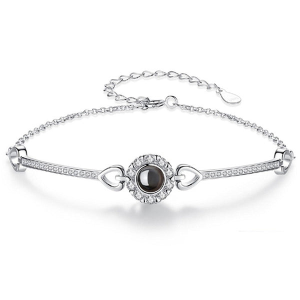 Pulsera de Plata S925 Girasol Ojo de Ángel con Proyección en 100 Idiomas
