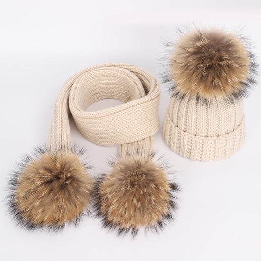 Conjunto de Gorro y Bufanda Infantil con Pompón de Piel Sintética - Image 14
