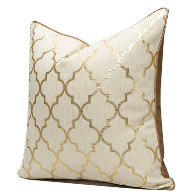Funda de Almohada Oro Champagne con Diseño Geométrico Diamante - Image 2