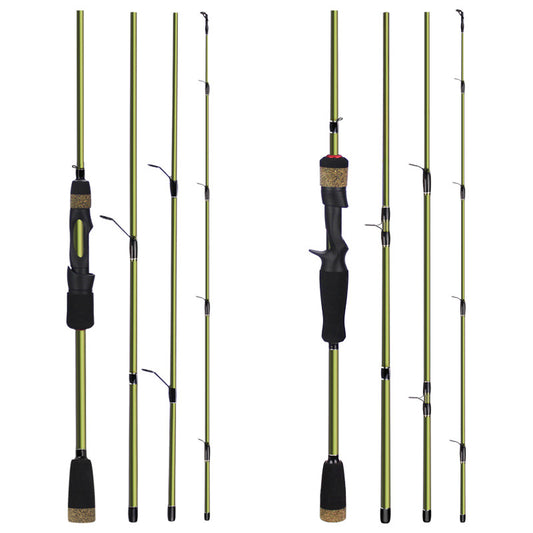 Caña de Pesca Portátil 4 Secciones Carbono - Modelo Compacto