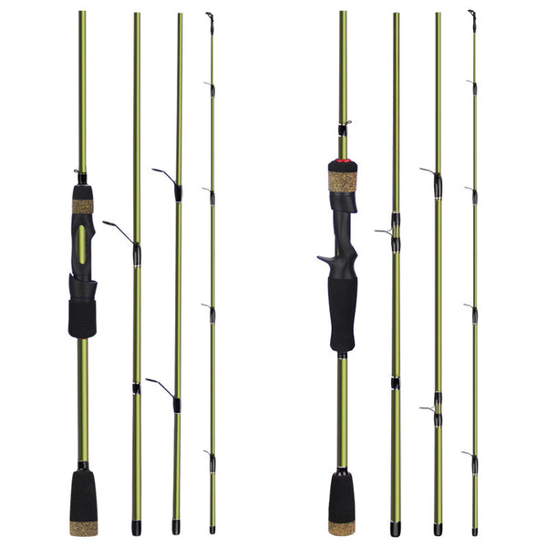 Caña de Pesca Portátil 4 Secciones Carbono - Modelo Compacto