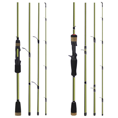 Caña de Pesca Portátil 4 Secciones Carbono - Modelo Compacto