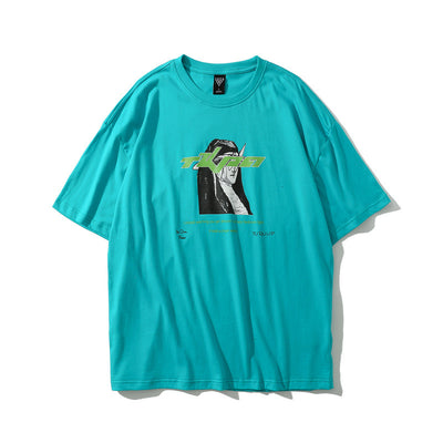 Playera Suelta Estampado Luto Manga Corta - Image 4