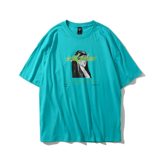 Playera Suelta Estampado Luto Manga Corta - Image 4