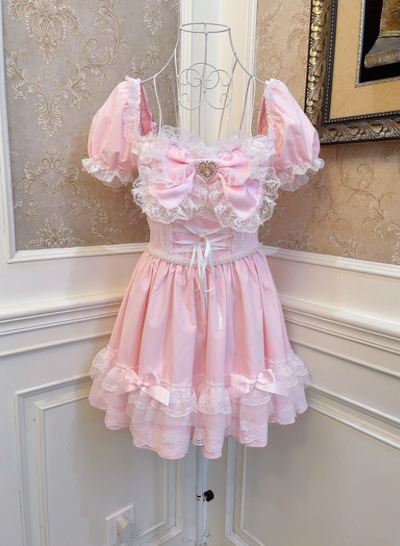 Vestido Elegante con Mangas Abullonadas y Encaje - Image 6