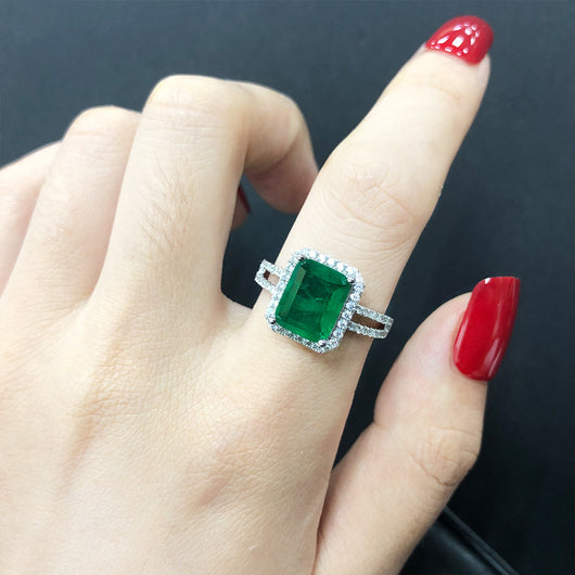 Anillo de Esmeralda Cuadrada Lujo Minimalista Diseño Exclusivo - Image 3