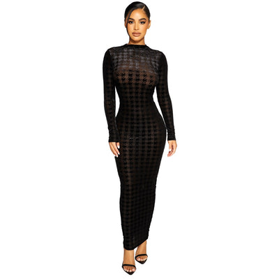 Vestido Ajustado Elegante de Manga Larga en Colores Sólidos - Image 9