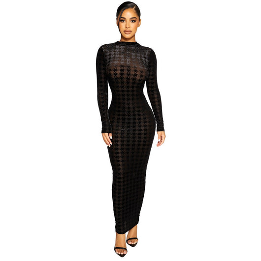 Vestido Ajustado Elegante de Manga Larga en Colores Sólidos - Image 9