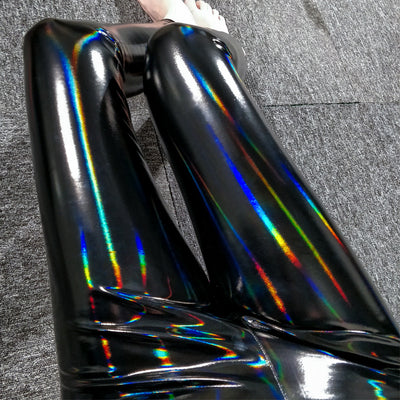 Leggins de Cuero PU Brillante Cintura Alta Talla XL - Efecto Charol Sexy - Image 3