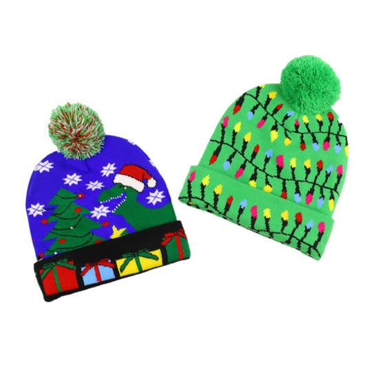 Gorro Navideño Tejido con Diseño de Reno y Muñeco de Nieve - Image 4