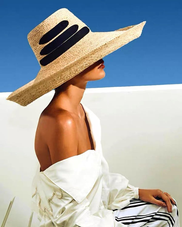 Sombrero de Rafia Xiaoxiangfeng para Playa y Vacaciones
