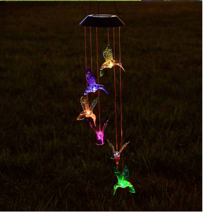Lámpara Solar Cambia Colores con Carillón de Viento - Bola de Cristal Colibrí y Mariposa - Image 29