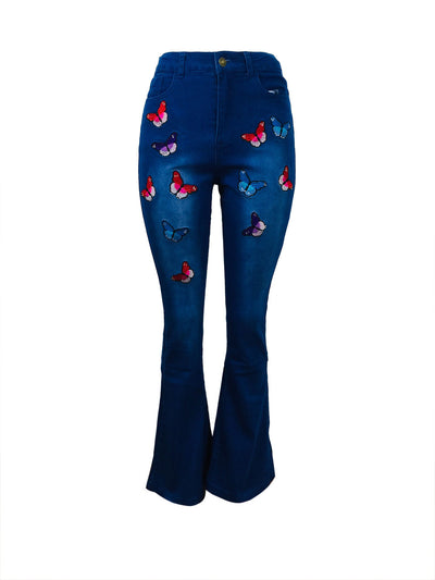 Jeans Acampanados con Mariposas Bordadas y Cristales - Image 8