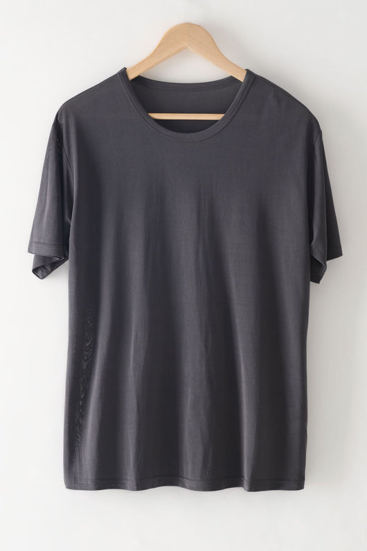 Camiseta de Seda Mulberry Suelta para Hombre - Cuello Redondo - Image 9