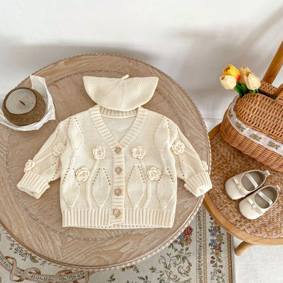 Cardigan Infantil Tejido a Mano con Flores - Image 18