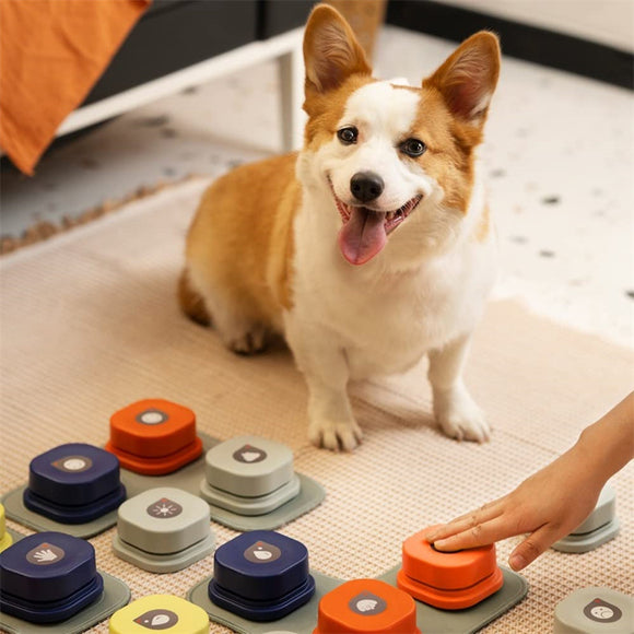 Botones de Comunicación para Mascotas - 4 Colores con Grabación de Voz