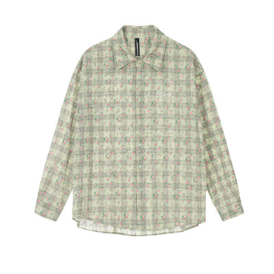 Camisa Suelta Estampado Floral y Cuadros para Hombre - Image 5