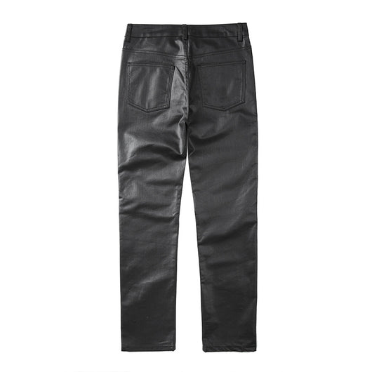 Pantalones Casuales de Hombre con Cierre y Tela Encerada - Image 10