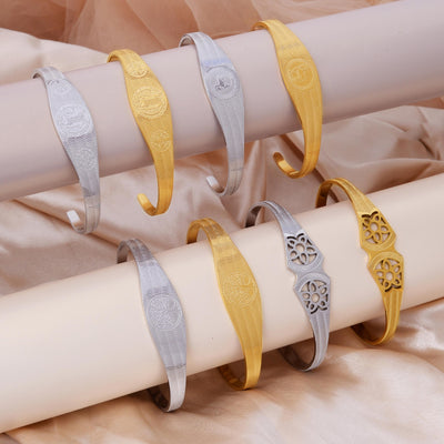 Pulsera de Acero Titanio con Patrón Hueco Estilo Chino de Aspecto Noble