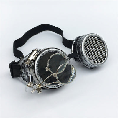 Gafas Steampunk Góticas con Lentes de Malla y Lupa Decorativa