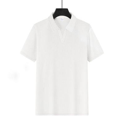 Polo Deportivo Hombre Cuello V Tejido Waffle Manga Corta Suelta - Image 24