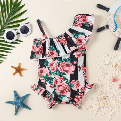 Traje de Baño Entero para Bebé Niña con Estampado Floral Rosa