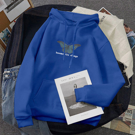 Sudadera con Capucha de Terciopelo y Estampado de Mariposas - Talla Plus - Image 11