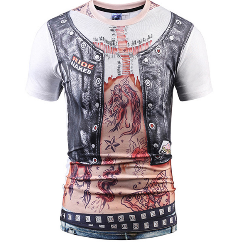 Chaleco Hip Hop Falso con Camiseta Slim Fit Manga Corta para Hombre - Image 13
