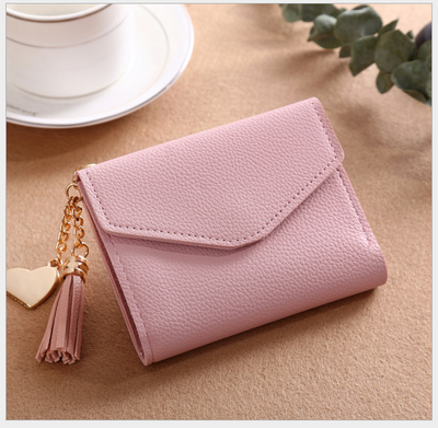 Billetera Clutch Coreana con Múltiples Compartimentos y Dije de Borla
