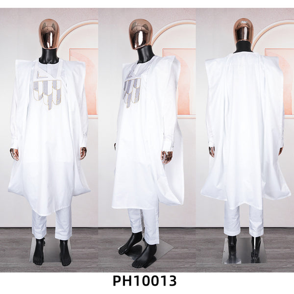 Conjunto de 3 Piezas Africano: Túnica, Pantalón y Accesorios Bordados