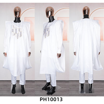 Conjunto de 3 Piezas Africano: Túnica, Pantalón y Accesorios Bordados - Image 2