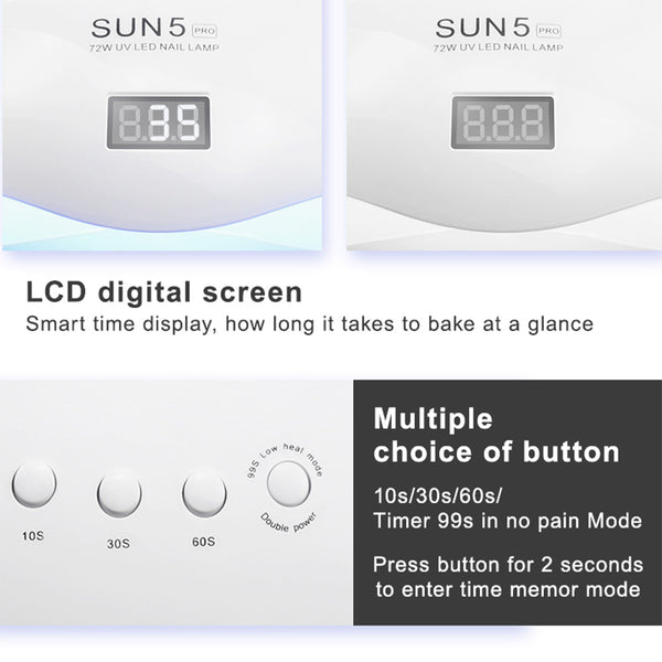 Lámpara UV LED Dual 72W con Energía Solar para Uñas