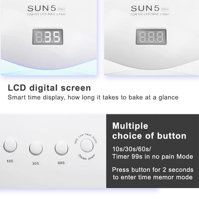 Lámpara UV LED Dual 72W con Energía Solar para Uñas - Image 2