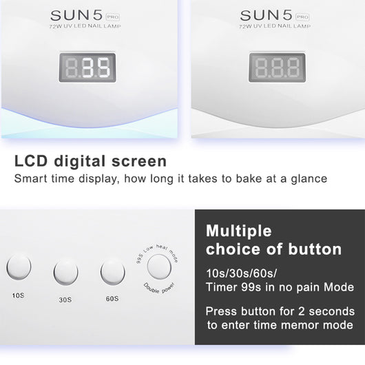 Lámpara UV LED Dual 72W con Energía Solar para Uñas - Image 2