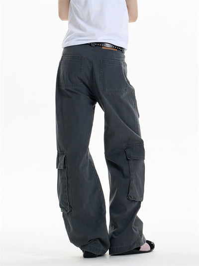 Pantalones Cargo Mujer Cintura Alta Pierna Ancha Casual - Image 14