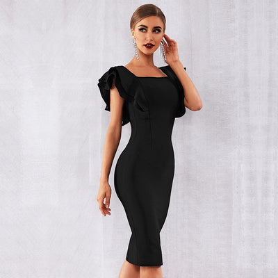 Vestido Club Ajustado con Mangas Volantes Mariposa - Image 5