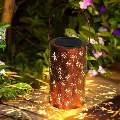Linterna Solar Decorativa de Hierro Forjado para Jardín y Patio