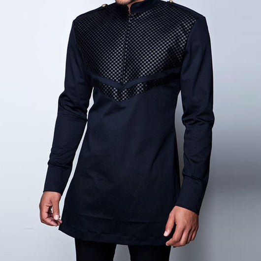 Camisa Casual Negra Estilo Étnico para Hombre - Image 5