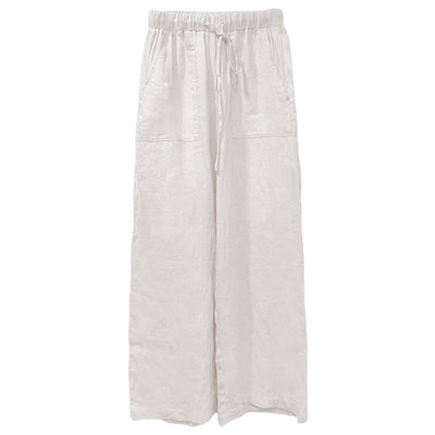 Pantalones de Lino Puro con Cordones Rectos Talla Grande para Mujer - Image 7