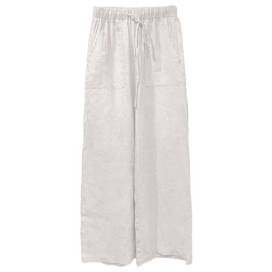 Pantalones de Lino Puro con Cordones Rectos Talla Grande para Mujer - Image 7