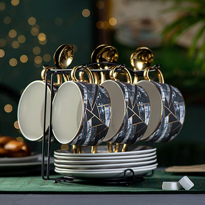 Taza de Café con Plato a Cuadros Diamante - Image 3