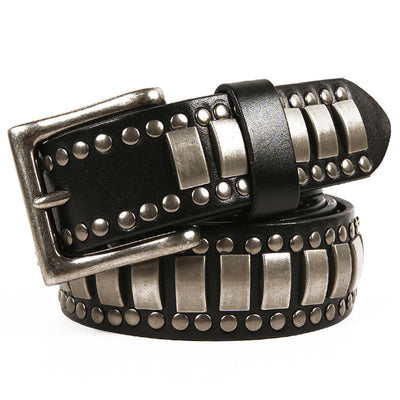 Cinturón de Cuero Genuino para Hombre con Remaches de Estilo Industrial - Image 8